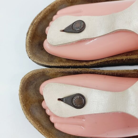 Birkenstock Cream White Sandals Comfortable Slip-On - Picture 3 of 6